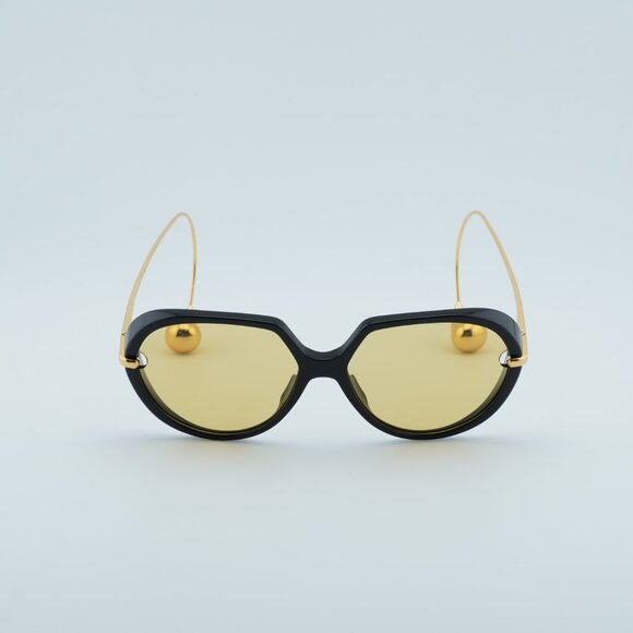 Bottega Veneta BV1436S 001 Sunglasses Black Square Frame, Yellow Lenses main image 8
